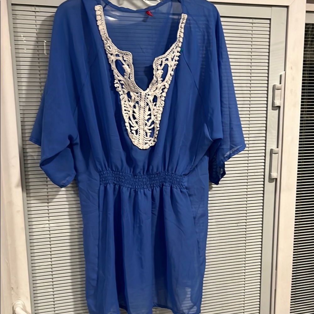 Beach wear overlay Sheer with Lace Detail